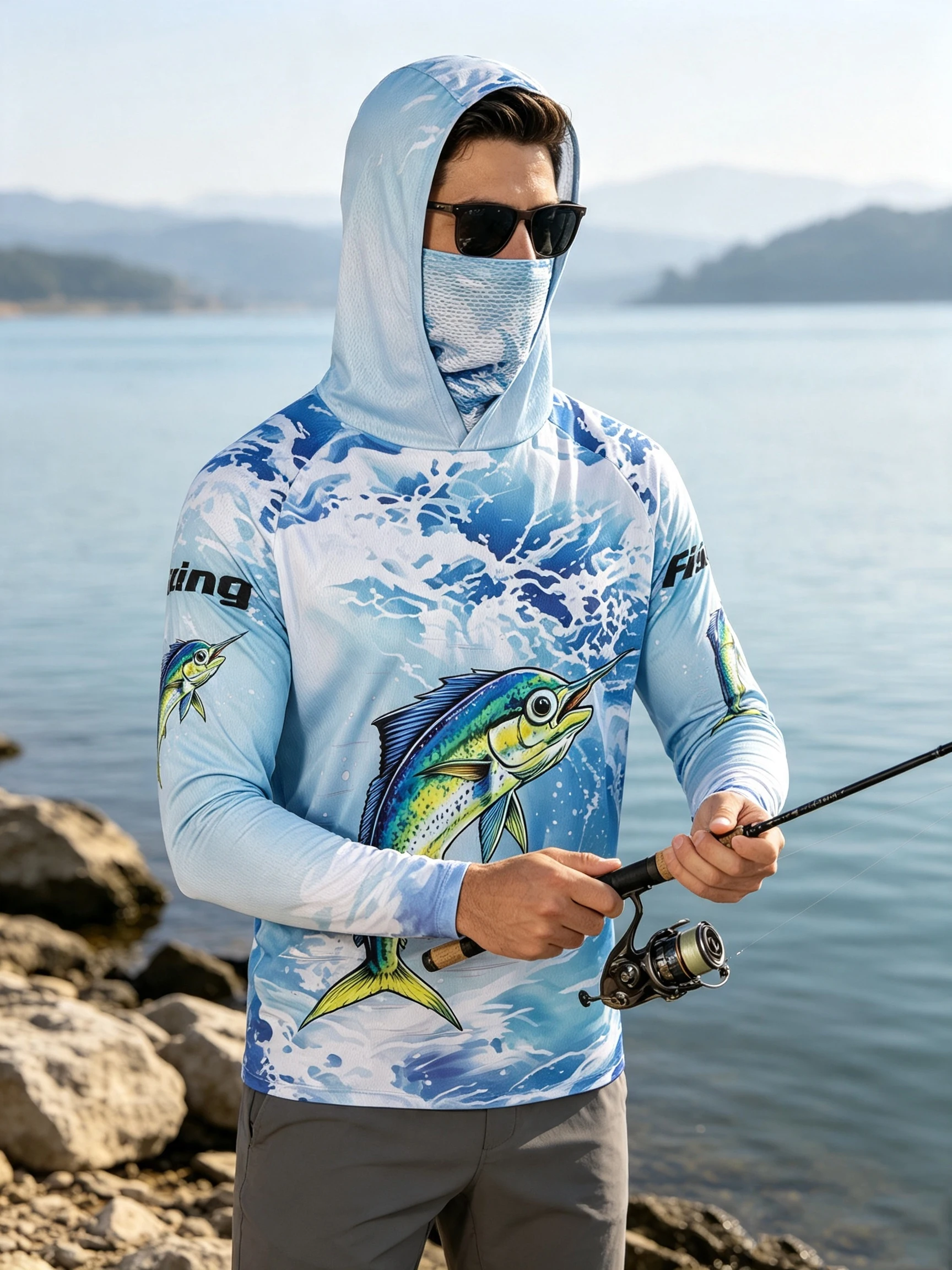 Kemeja Pancing Pria Berkerudun - Fishing Hoodie ulasan dan harga
