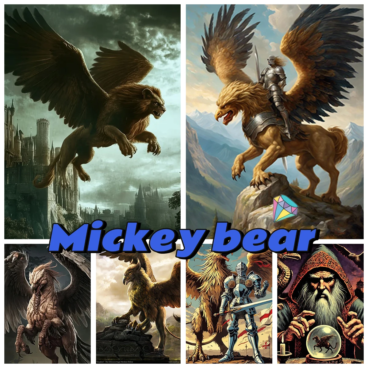 

Griffin DIY Diamond Art Painting Fantasy Animals 5D Round Gem Embroidery Mosaic Home Wall Decoration Fun Gift