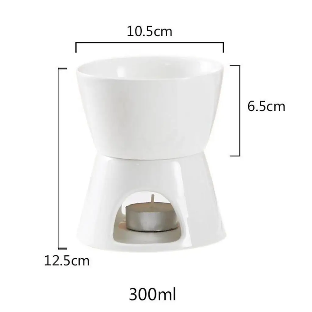 Ceramic Chocolate Fondue Mug with Candle Melter Mini Fondue Pot for Home Dessert Butter Heating