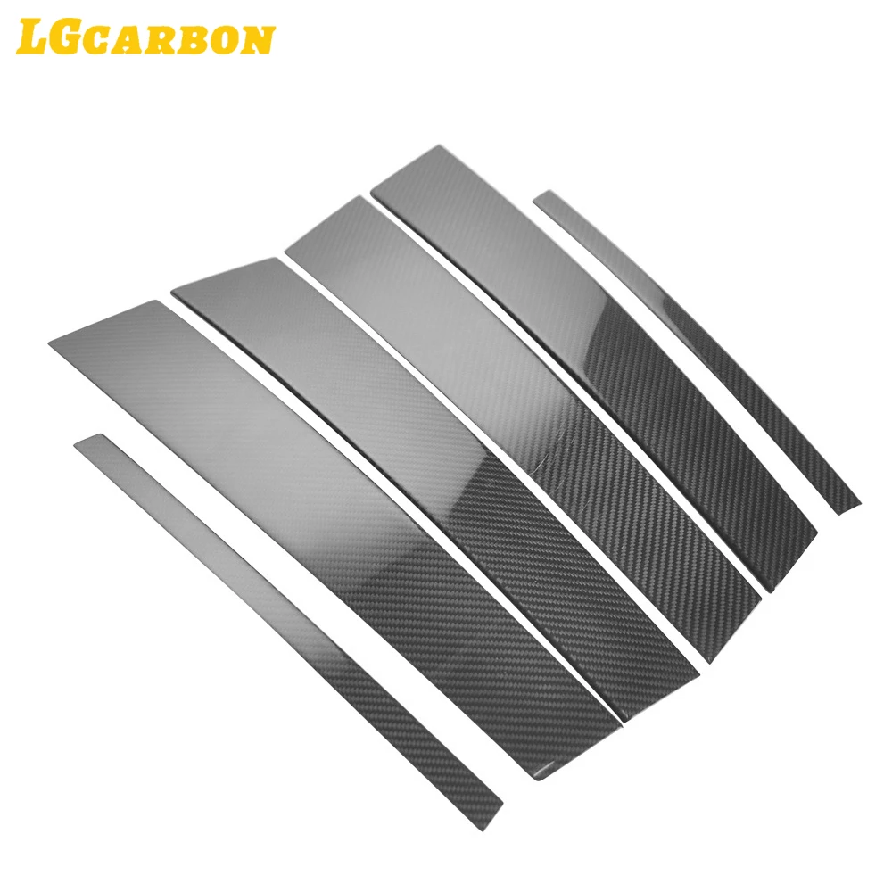 LGcarbon For 2015-2022 Infiniti Q50L Black Carbon Fiber Center Pillar Decorative Sticker Car Exterior Protection 6Pcs