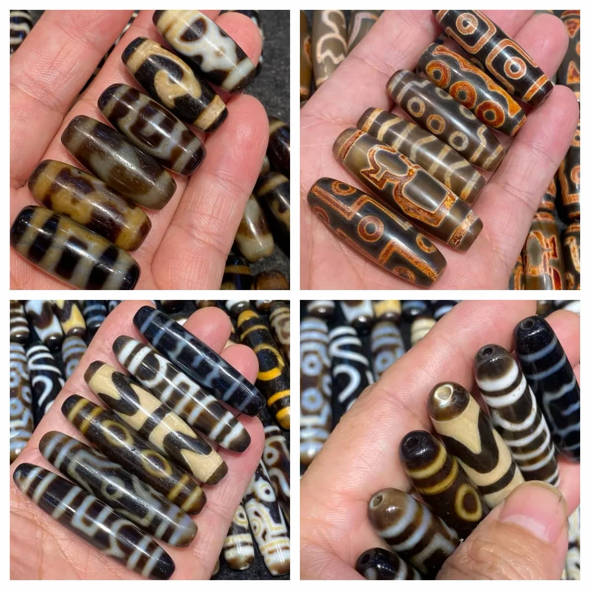 1pcs/lot Taiwanese craft old mine calcified weathered permeable agate Dzi high cost performance complete patterns loose bead