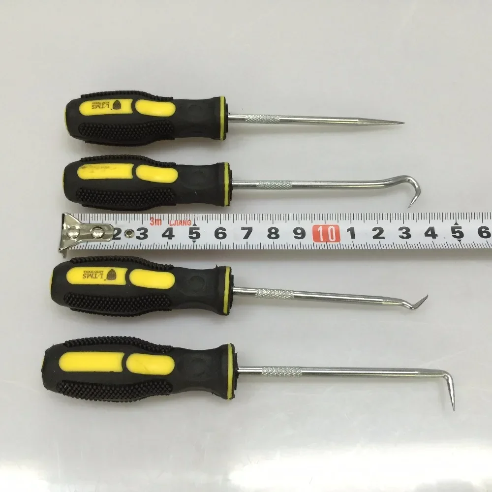 مفك براغي لختم الزيت 4 قطع للدراجات النارية - أدوات إصلاح، أدوات الدراجات النارية، أداة سحب ختم الزيت، مقبض أصفر وأسود