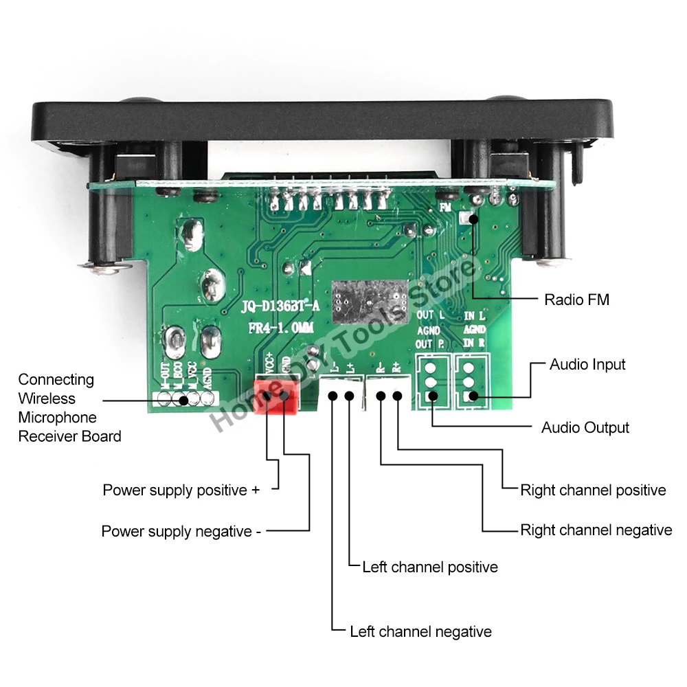 2*25W DC7-16V Decoder Board Bluetooth 5.0 Car Audio Microphone USB TF FM Radio Mp3 Music Player Speaker With Power Amplifier