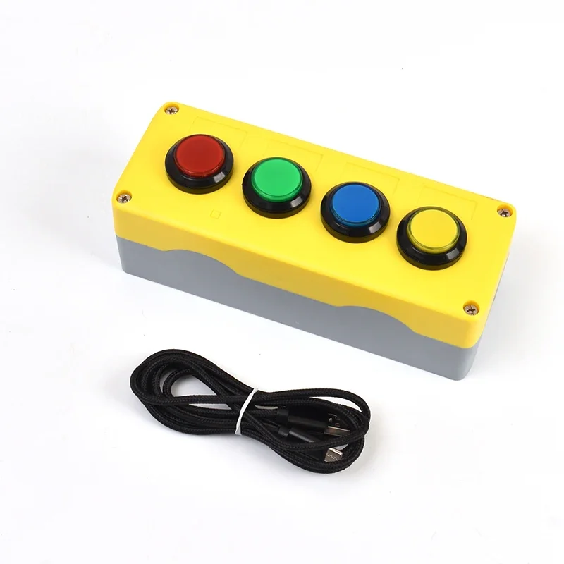 

4 Colors Industrial Control CNC Simulation 34mm Switch Socket Enter Key Lottery Answer Button Full Keyboard Function USB