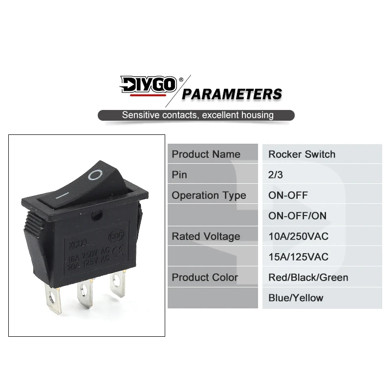 10 Stück kcd3 Wipp schalter 31mm * 14mm Ein-Ein-Ein-Aus 2/3-polige elektrische Ausrüstung mit Lichtsc halter 10a 250V AC 15a 125V AC