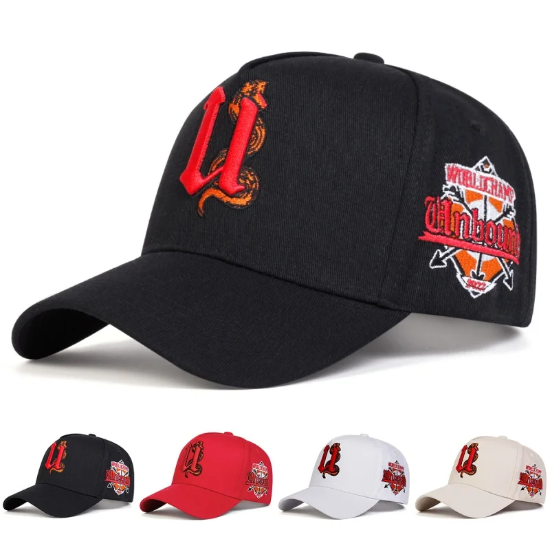 Unisex U Letter Snake Embroidery Baseball Caps Spring and Autumn Outdoor Adjustable Casual Hats Hip Hop Hat Sunscreen Hat