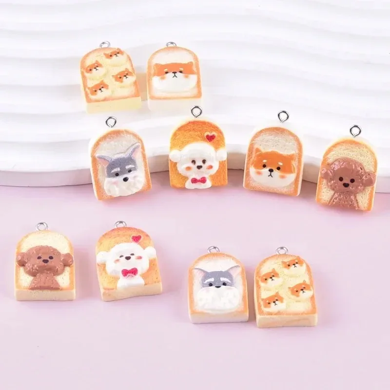 10 pendentifs en résine en forme de chien mignon, breloques animales de dessin animé, fournitures de bricolage pour boucles d'oreilles, porte-clés, bijoux de mode, décoration