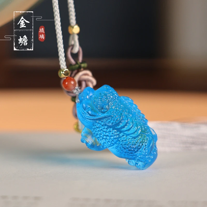

LH glazed car hanging bag hanging golden toad car keychain pendant