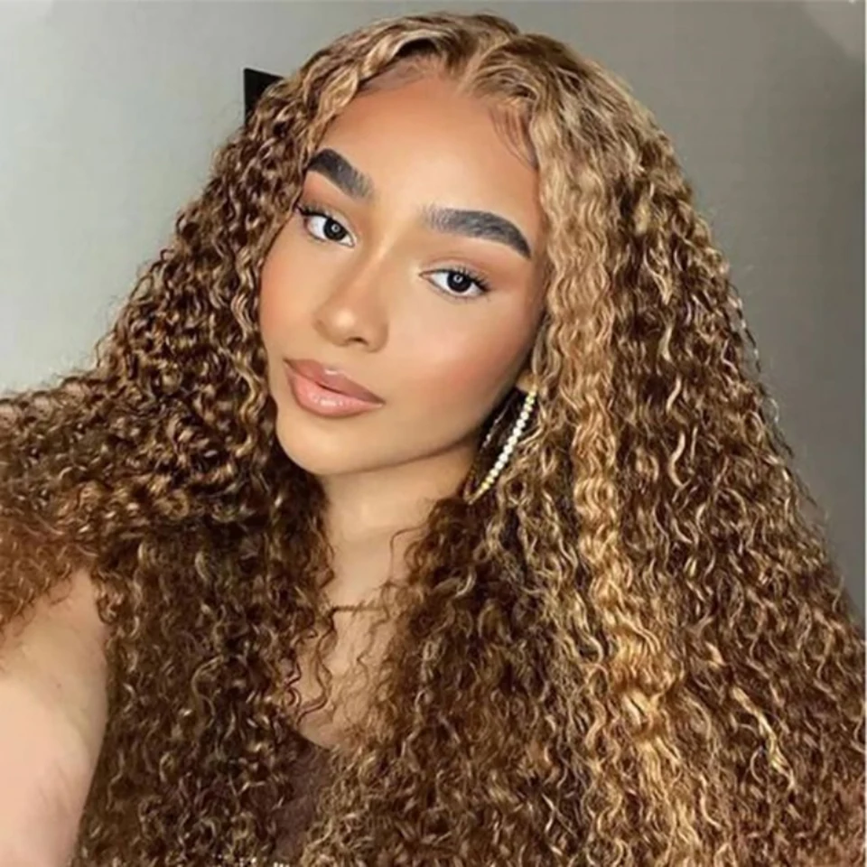 Highlight Glueless Wig Human Hair Ready To Wear Preplucked Curly Deep Wave Ombre Colored 13x6 HD Lace Frontal Wigs For Women 200