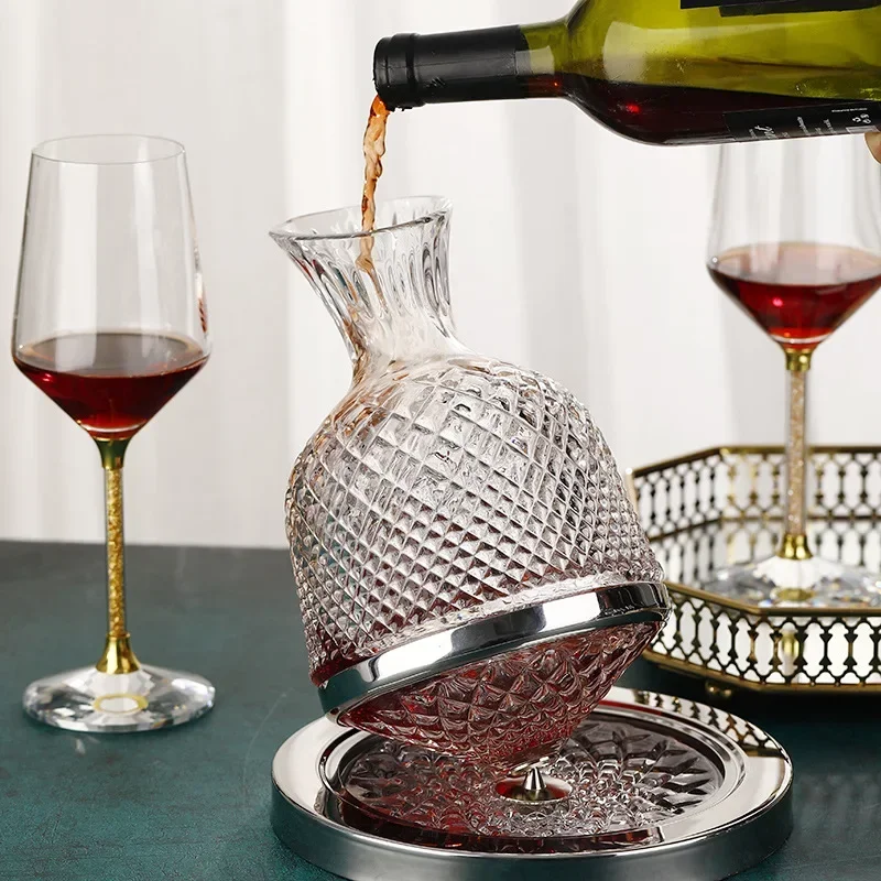 

Rotating Crystal Glass Decanter High-end Light Luxury Wine Decanter Rotating Tumbler Gyro Decanter