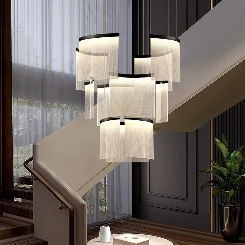 Modern ring stairs led lights pendant light lamps for living room led Chandeliers for dining room hanging light indoor lighting