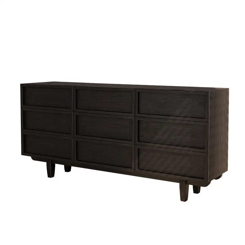 

New Chinese-style medieval carbon black nine-drawer cabinet, living room black Japanese-style storage drawer cabinet
