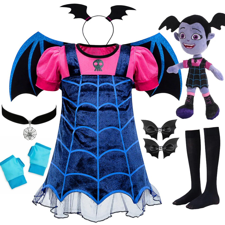 Disney Vampirina Cosplay Princess Dress Wings Dress Up Christmas Halloween Carnival Girls Saints Disguise Vampire