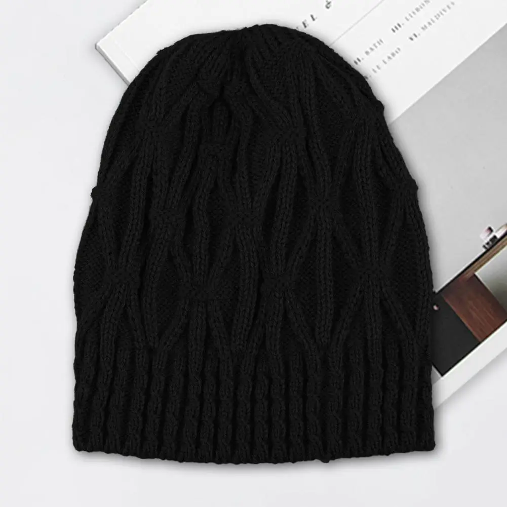 Men Women Beanie Hat Solid Color Twist Texture Thermal Hat Autumn Winter Single Layer Tightly Knitted Thick Hat