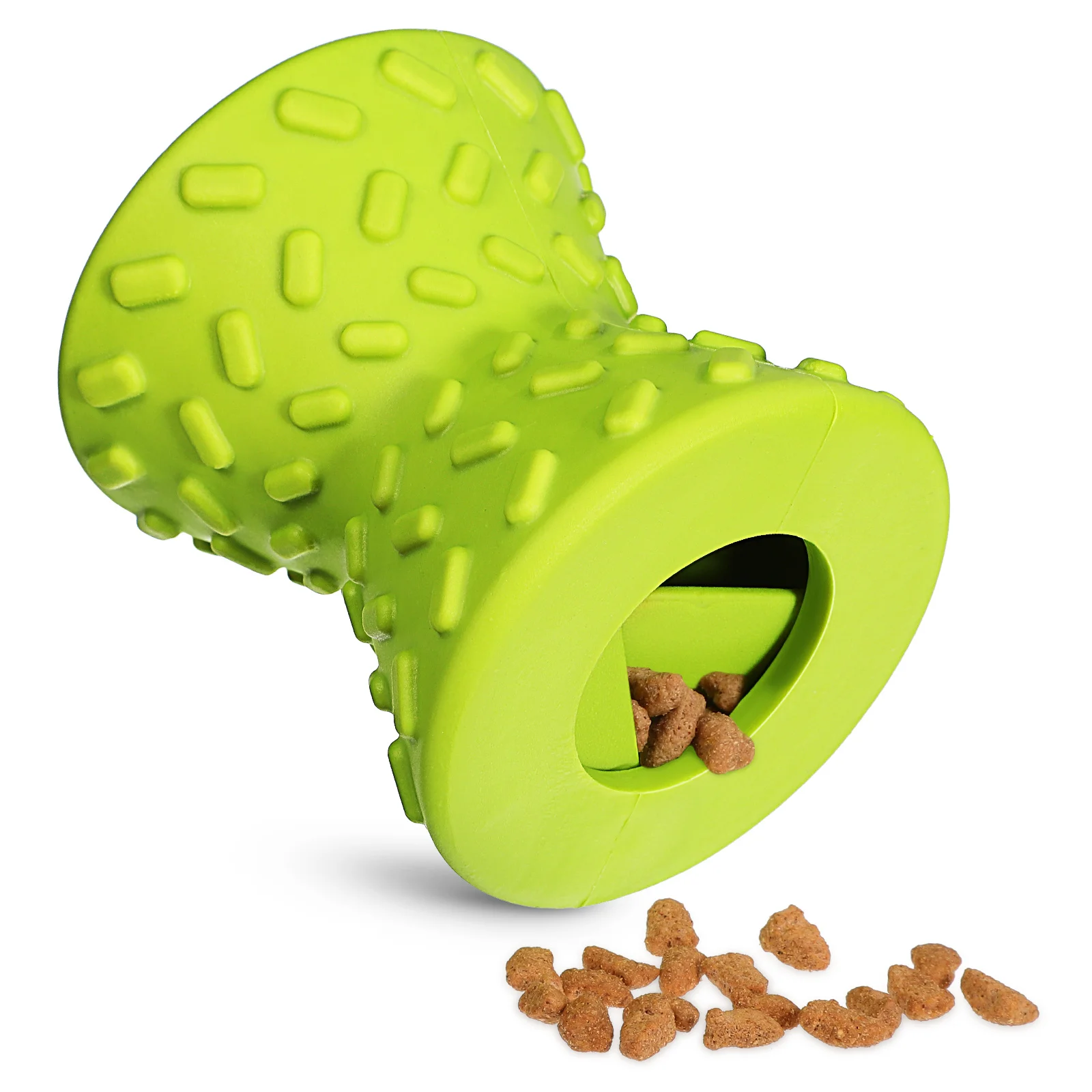 

1 PCS Green Dumbbell Treat Dispenser Treat Dispensing Dog Toys Interactive Enrichment Safe Rubber Easy Cleaning Versatile Pet