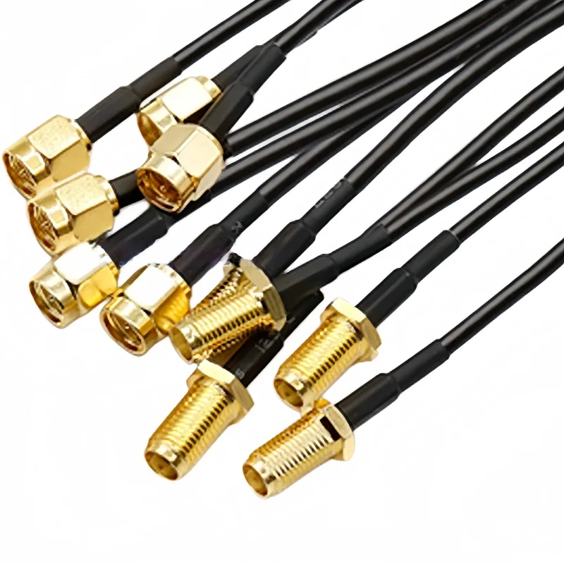 RP-SMA SMA Connector Male to Female Extension Cable Copper Feeder Wire for Coax Coaxial WiFi Network Card RG174 Router Antenna