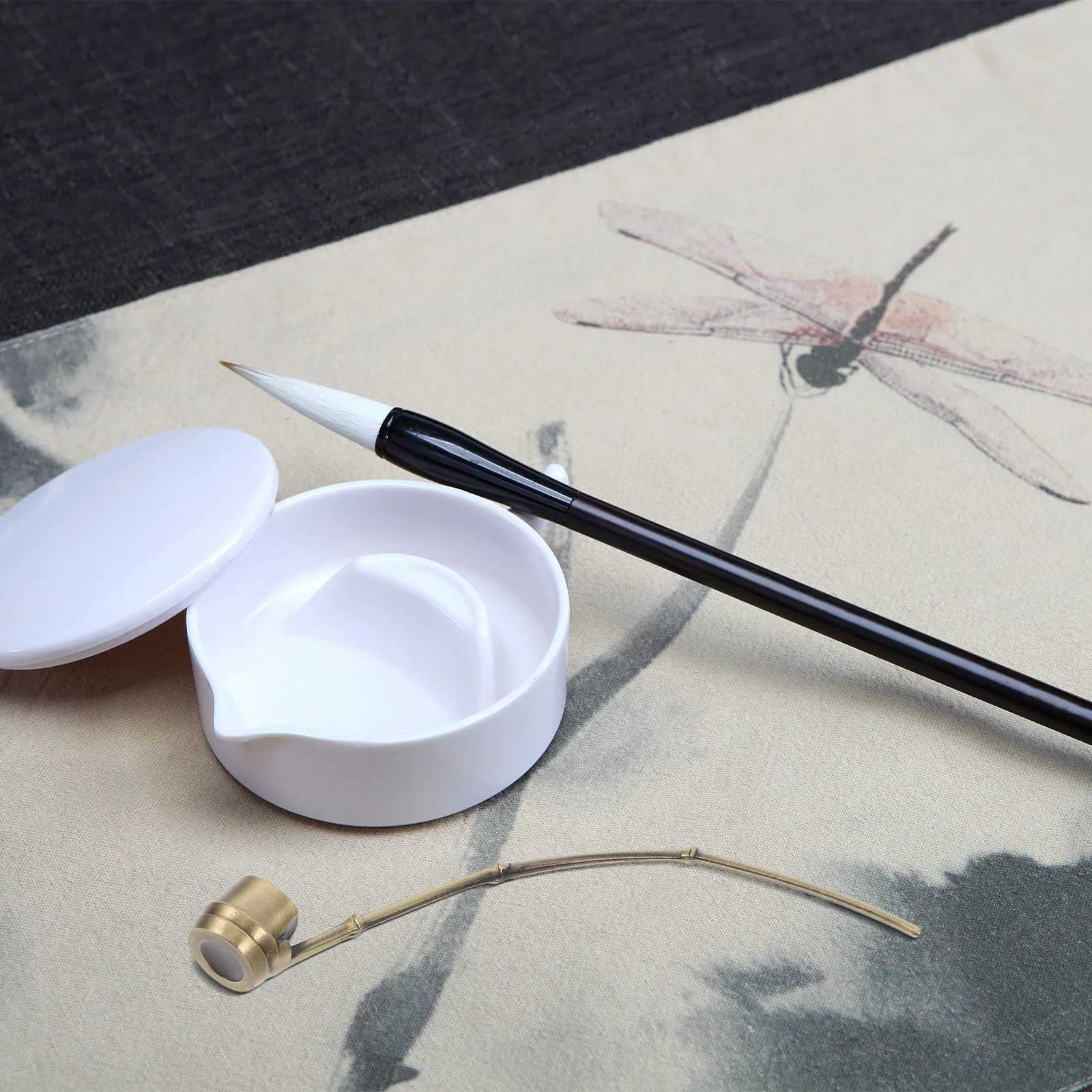 Water Ladle for Calligraphy Copper Alloy Handmade Water Scoop Brush Washer Artistic Ink Stone Tool for Painting Writing Supplies view 3