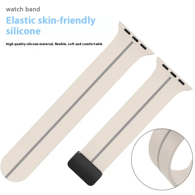 Двойная полоса, магнитная складная пряжка, силиконовый ремешок для Apple Watch, внедорожный силиконовый ремешок для часов, магнитный ремешок для Apple Watch