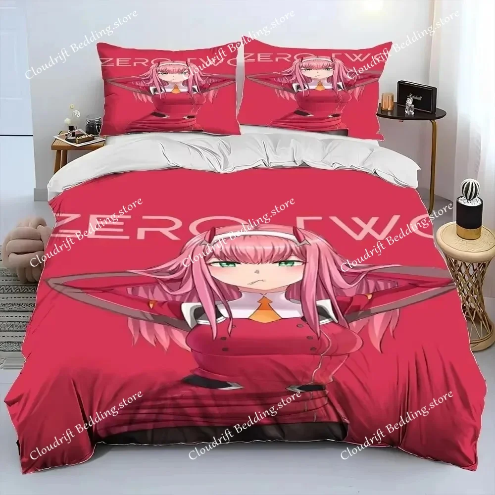 

Zero Two DARLING In The FRANXX Cartoon Comforter Bedding Set,Duvet Cover Bed Set Quilt Cover Pillowcase,Queen Size Bedding Set