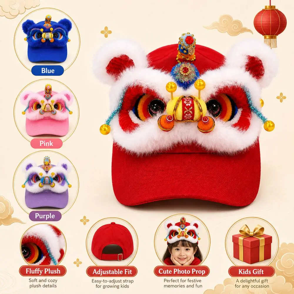 New 3D Lion Dance Hat Versatile Style Breathable Baseball Cap Lightweight Outdoor Sun Hat