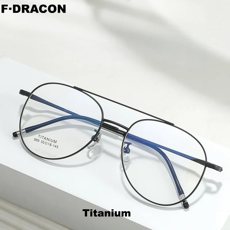 

F·DRACON Retro Titanium Eyeframe Ultra Light Men's Eyeframe Fashion High Quality Optical Prescription Eyeframe Women 889