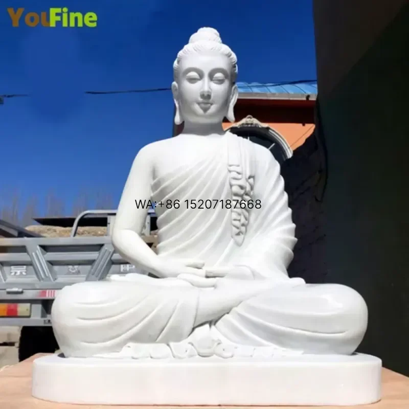Wmwmnu for YOUFINE Natural Stone High Quality Buddha Sitting White Stone Marble Buddha Statues for Sale