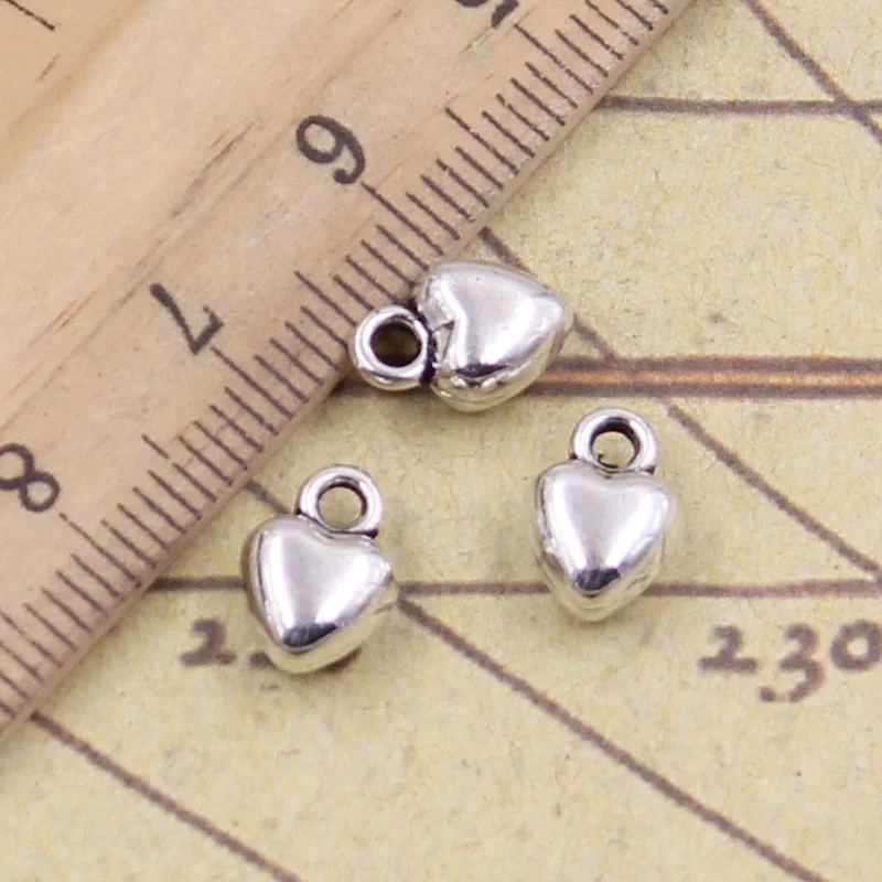 40pcs Charms Puffy Heart 9x7x4mm Antique Bronze Silver Color Pendants Making DIY Handmade Tibetan Finding Jewelry For Bracelet