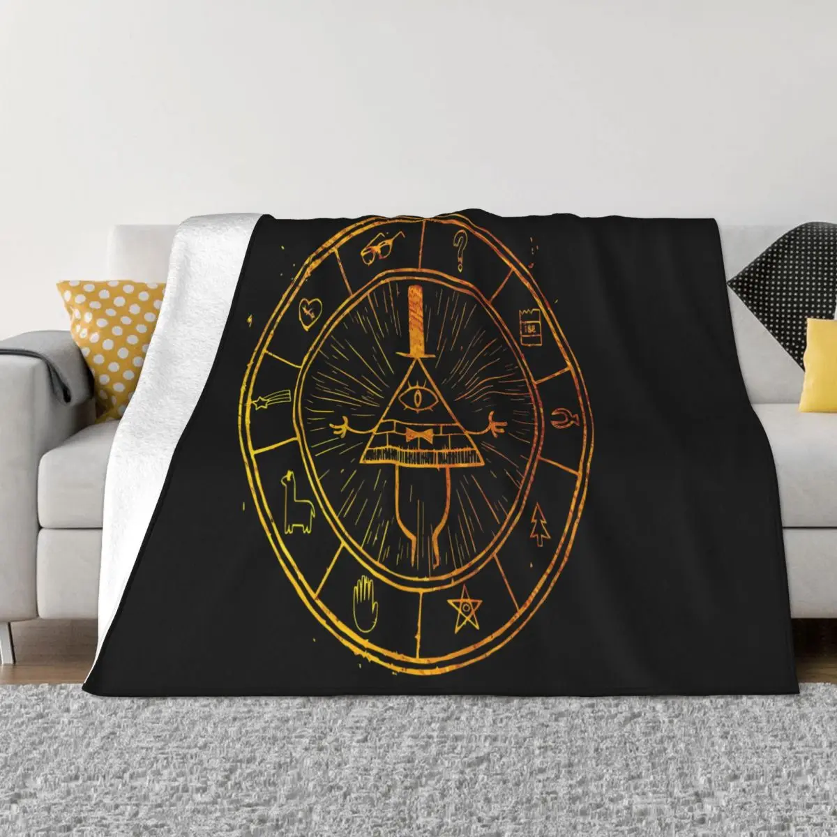 The Bill Cipher Wheel Graphic Plush Bedroom Throw Blanket Custom Blanket Personalized Throw Blanket