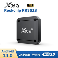 X96Q RK3518 Quad Core Set-Top Box With Android 14 OS WIFI6 100M Ethernet 2GB 16GB Internet TV Streaming Media Player TV Box