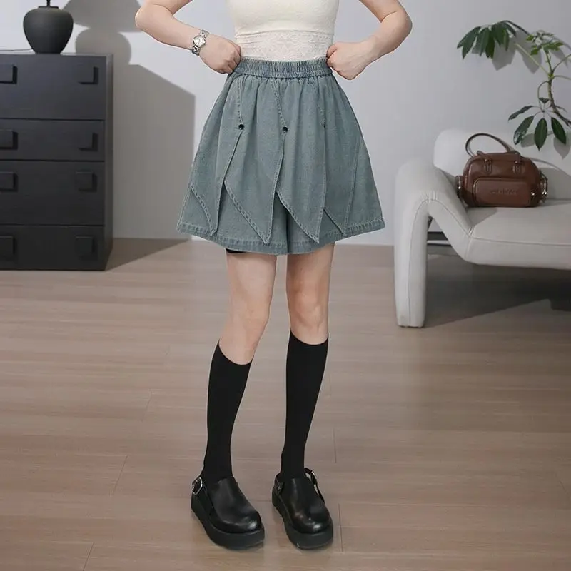 Denim shorts Retro damesontwerpgeoriënteerde veelzijdige heupverbergende mode afslankshorts