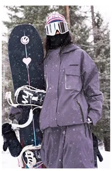 2025 Ski Suit Women Men Waterproof Thickened Warmth Reflective Windproof Ski Wear Hooded Snowboard Equipment Ski Jacket Pants