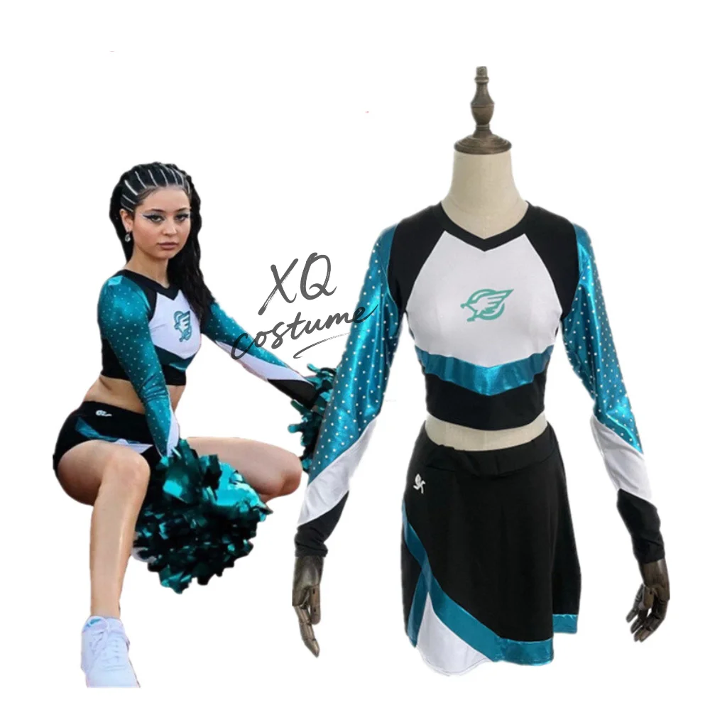 

Women Euphoria Cheerleader Uniform Maddy Cosplay Halloween Costume TV Role Play Tops Skirt Set for Male Party Carnival Wear