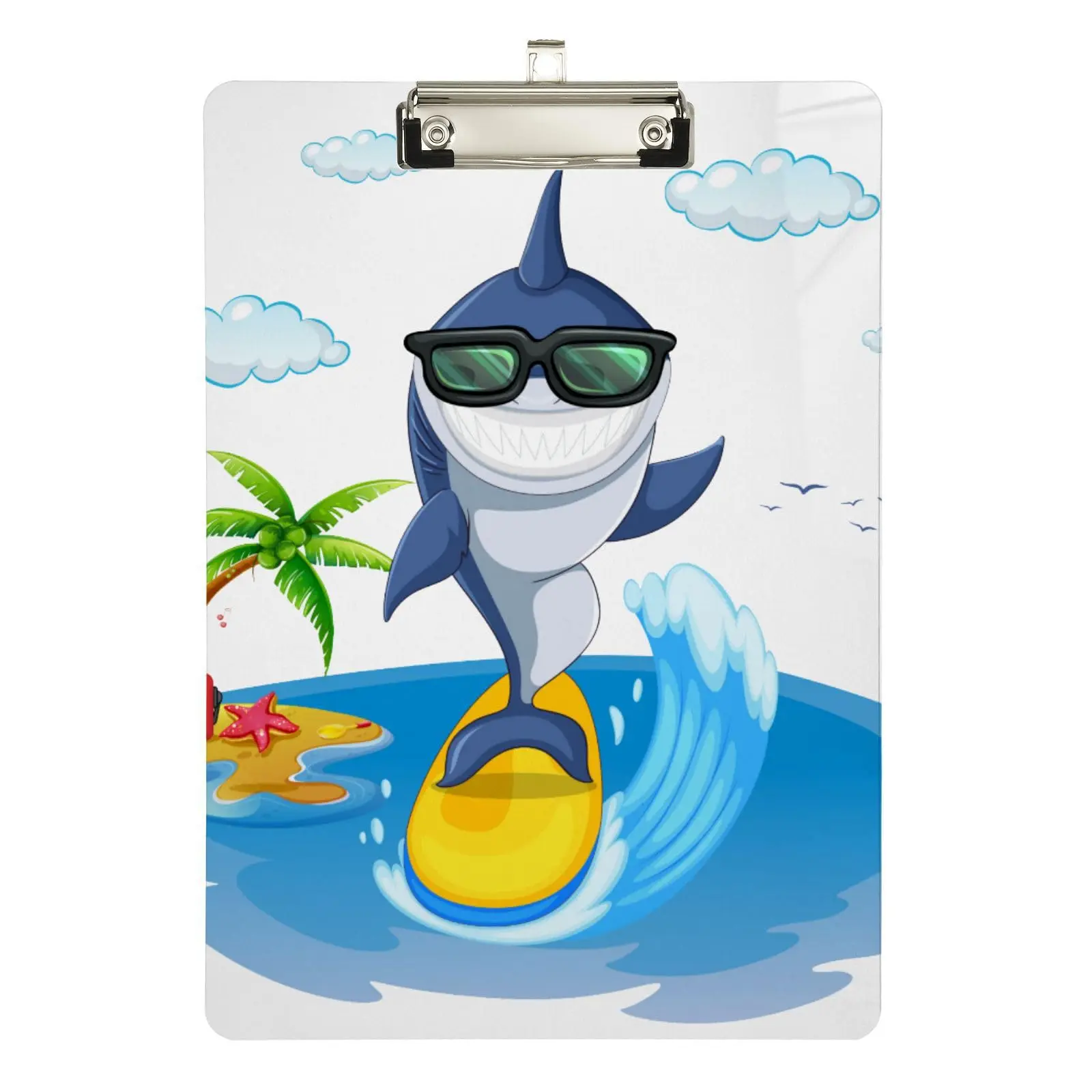 Cartoon Whale Dolphin Acrylic Clipboard Cute Lightweight A4 Clip Board Decorative Clip Boards Office Clipboard School Supplie