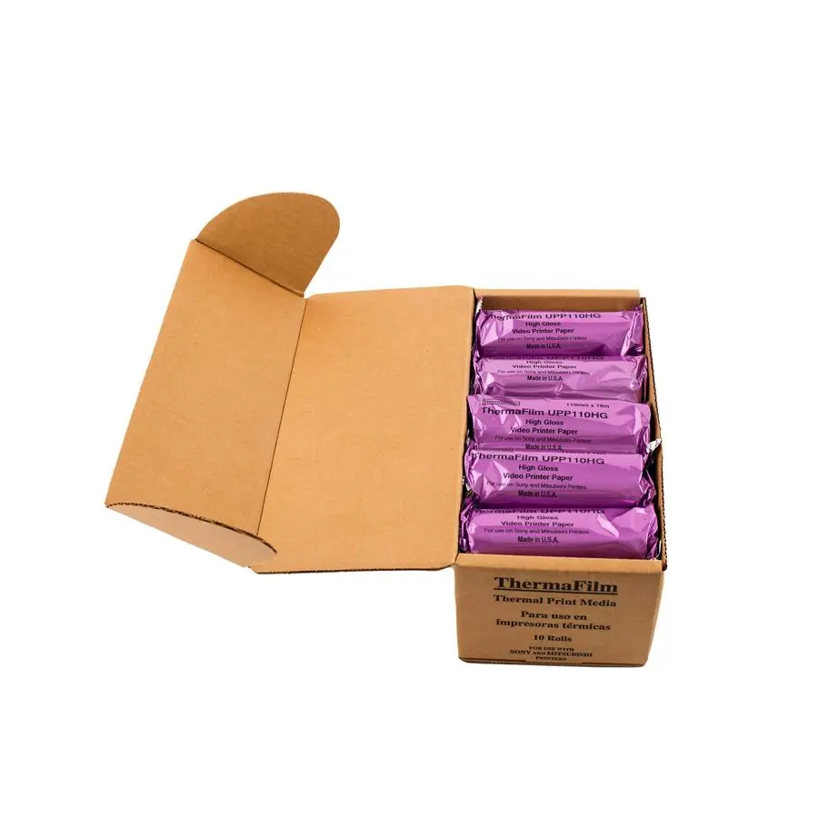 y Compatible con Mitsubishi UPP110HG Papel de película térmica para grabación de vídeo por ultrasonido de alto brillo 10 rollos, 110 mm x 18 mm