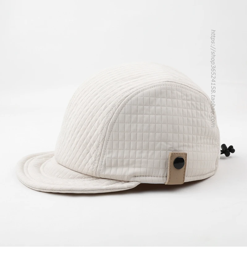 Autumn and Winter Korean Style Quilted Plaid Warm Peaked Cap Soft Short Brim Casual All-Match Temperament Baseball Cap