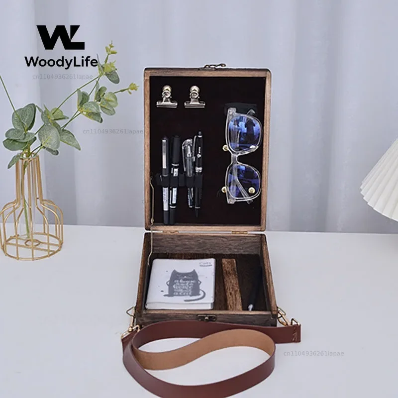 Writers Messenger Wood Box Writers Messenger Wood Box, Wooden Document Backpack, Chinese Satchel