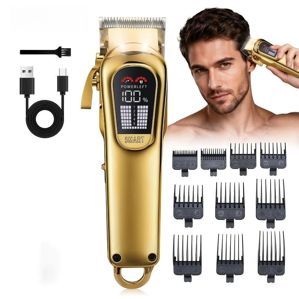 Electric Hair Clipper Shaver USB Fast Charging Digital Display Cordless Hair Trimmer Limit Combs Professional for Men Home Salon