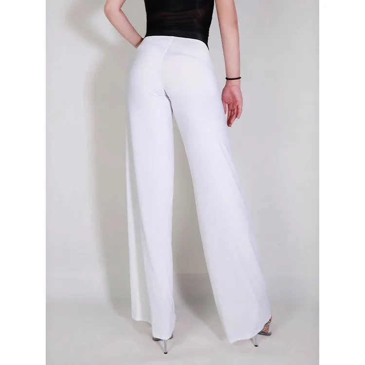 Summer Sexy See Through Pants Women Fitness Sports Wide Leg High Waist Trousers