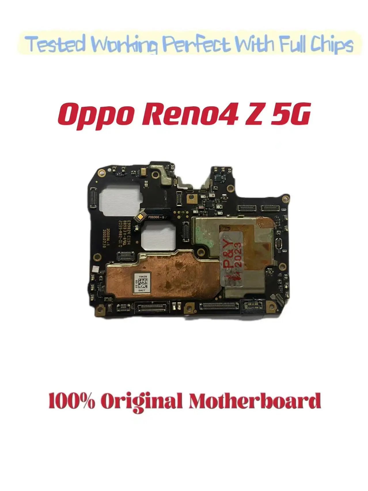 Original Unlocked Main Board For Oppo Reno4 Z 5G ， Mainboard Motherboard with Chips Circuits, Flex Cable