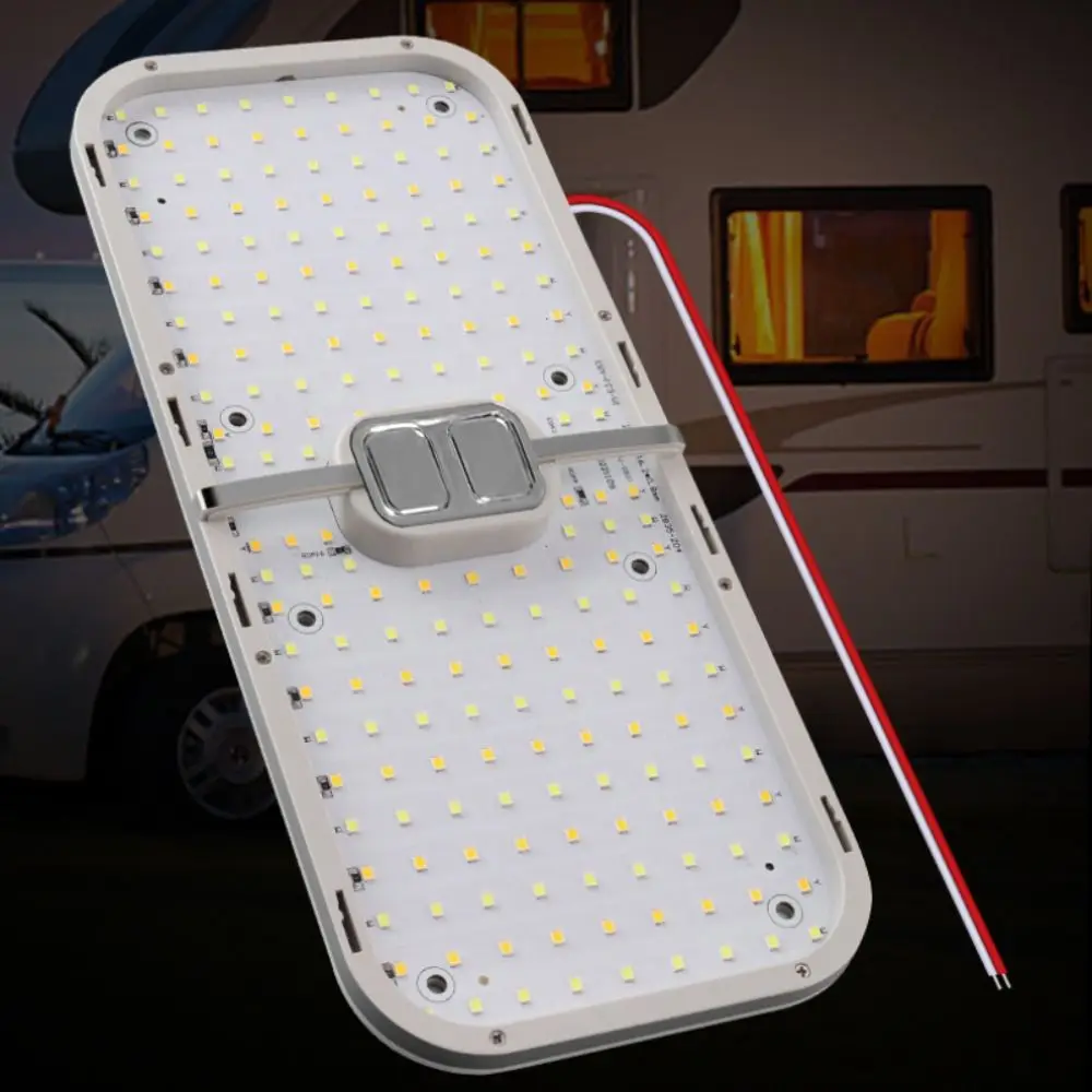 

New 3 Color RV Ceiling Dome Light Dimmable 12V Camper Lights 204 LEDs Fixture Reading Light