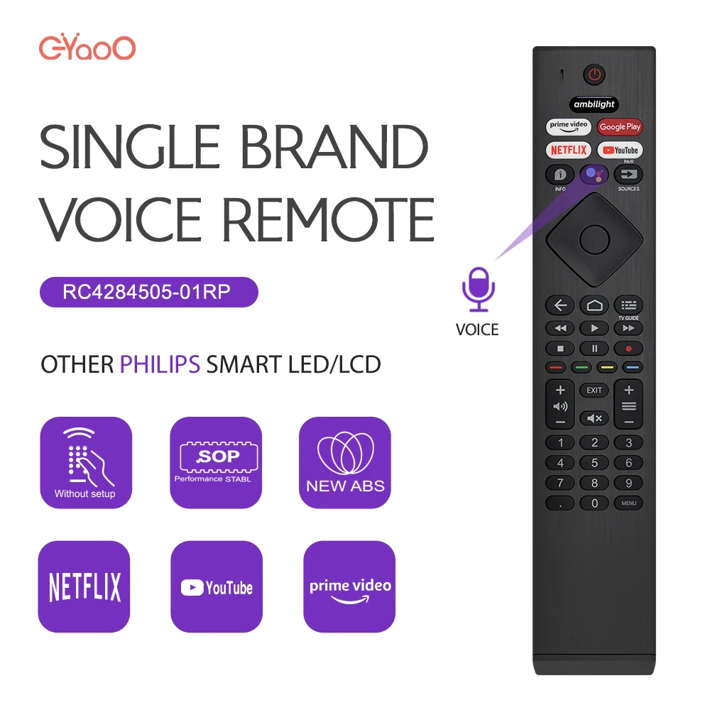 

NEW RC4284505-01RP Voice Remote Control PH-V13 For Philips Series Smart LED/LCD TVs