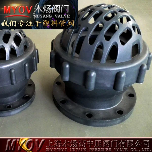 FRPP plastic flange piston bottom valve RPP all-plastic corrosion-resistant flange pump bottom check valve PP