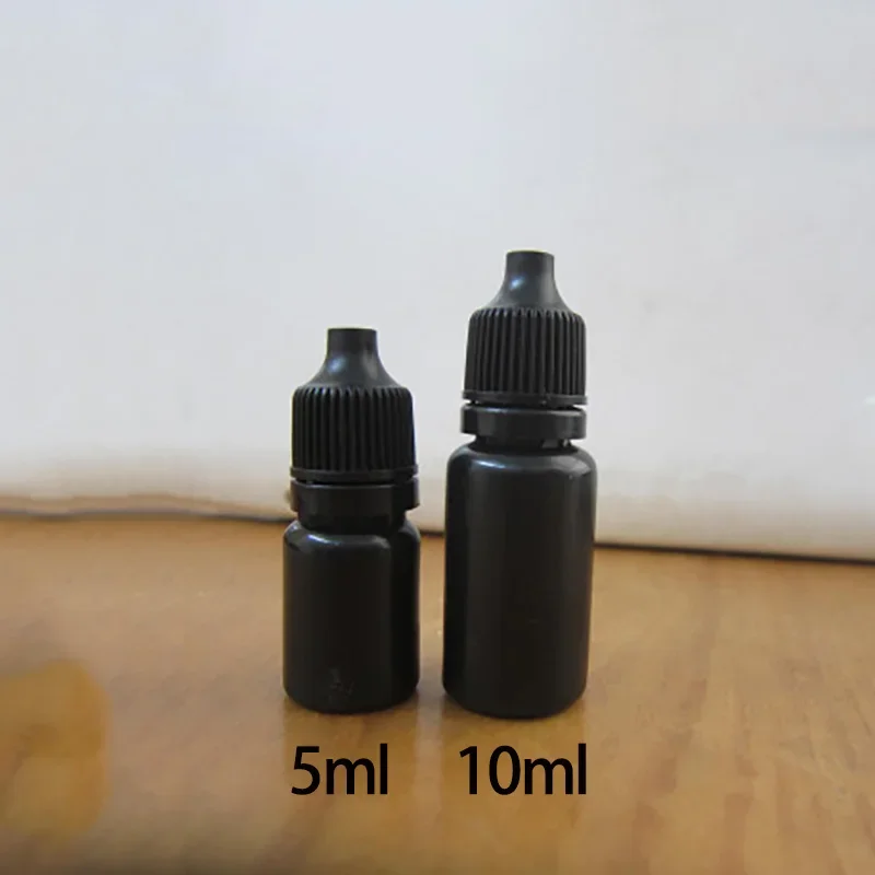 Black 5ml 10ml Cosmetic Liquid Plastic Drop Bottle Empty Pharmaceutical Essential Oil Dropper Bottles Light Avoid