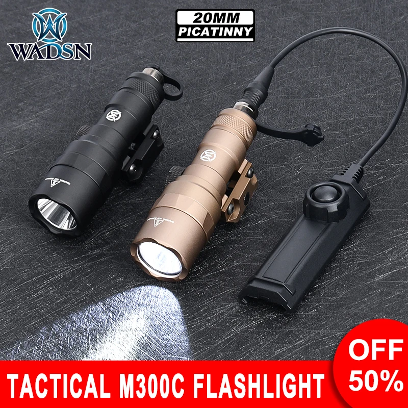 

WADSN Tactical M300A M300C Powerful Flashlight High Power LED Mini Scout Weapon Light Fit 20mm Rail Hunting Airsoft Accessories