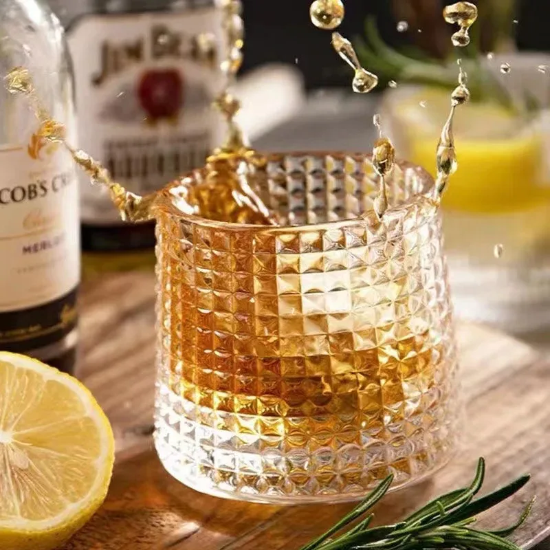 

TOPLIVING 160ml Coffee Cups Glasses Drinkware Whiskey Cup Shaking Glass Antique Relief Latte Drinks Roly-Poly Cocktail Cup Shake