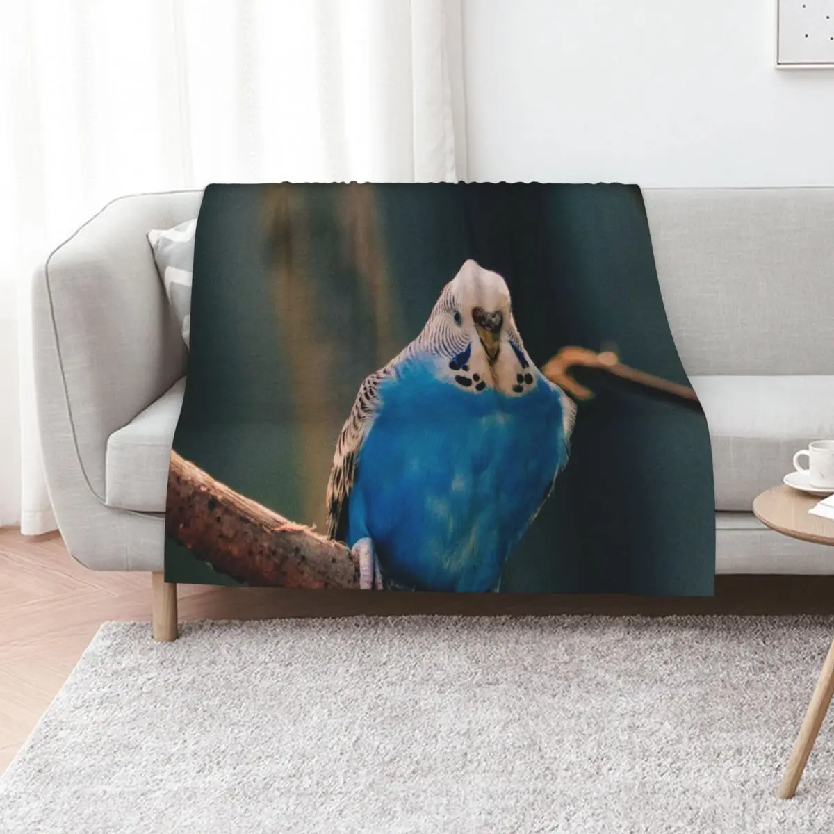 

Blue Budgie Photo Throw Blanket Retros Sofa Quilt Decorative Throw Sofas Blankets