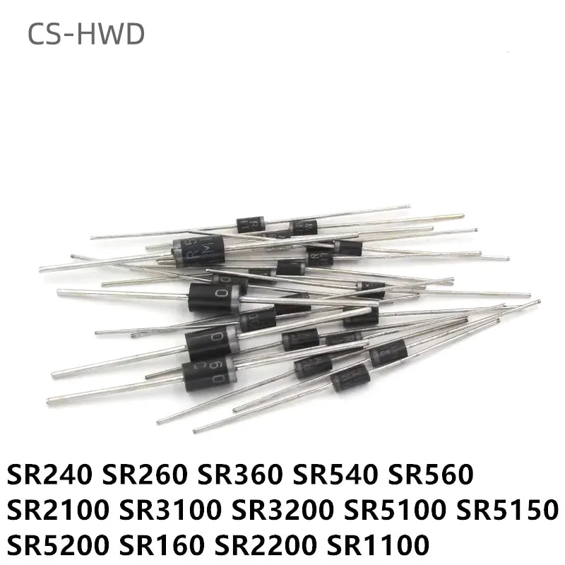 20PCS Rectifier Diode SR240 SR260 SR360 SR540 SR560 SR2100 SR3100 SR3200 SR5100 SR5150 SR5200 SR160 DO-27 Schottky diode