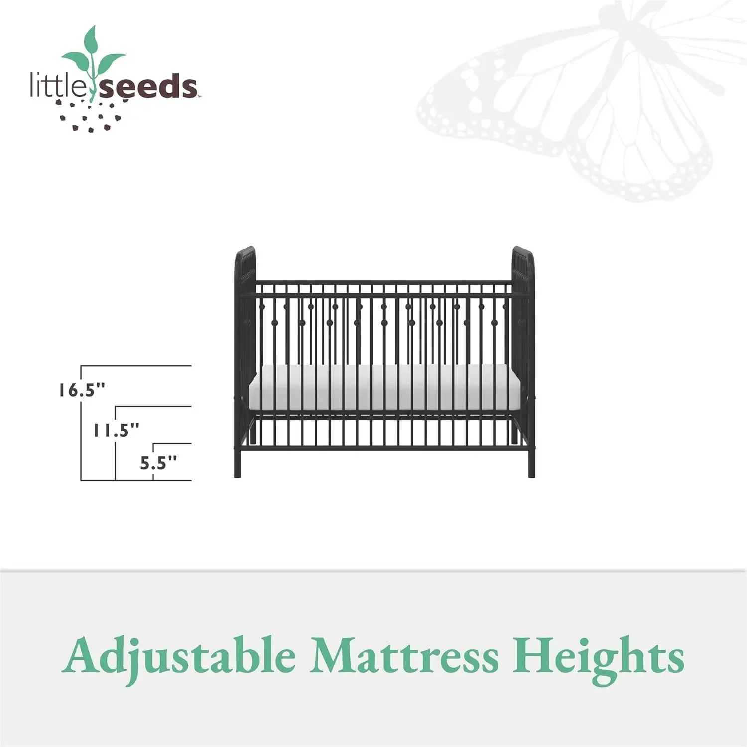 Little Seeds Monarch Hill Ivy Metal Baby Crib, Black