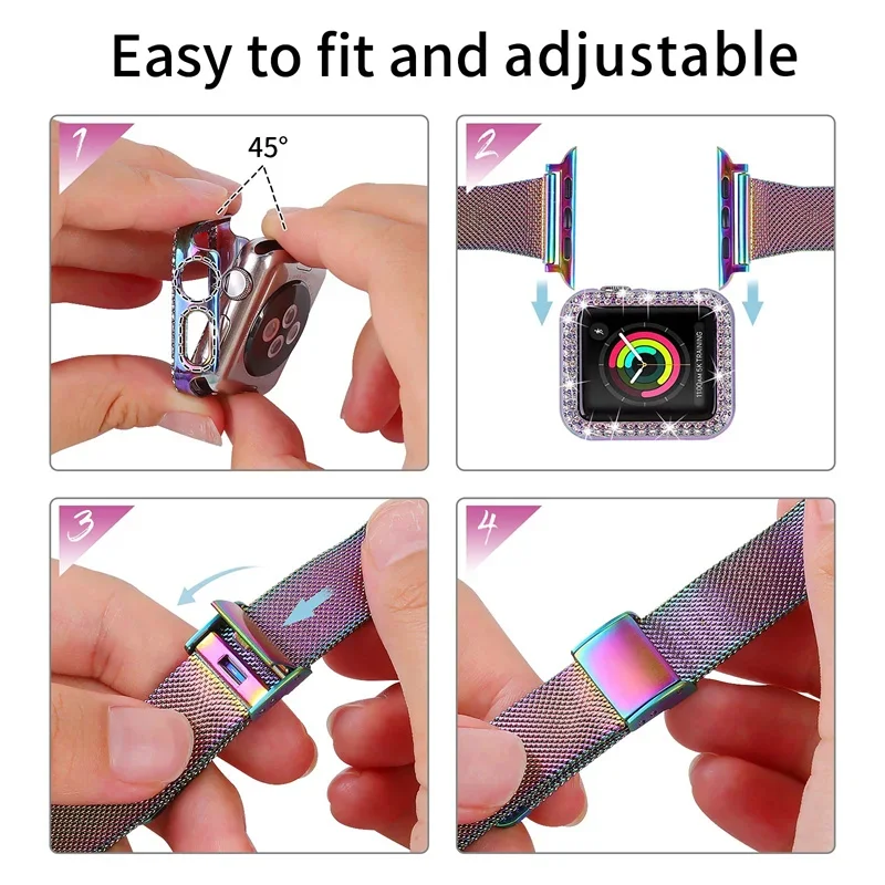 Cinturino sottile ad anello milanese per cinturino apple watch 44mm-45mm 40mm-41mm-42mm-38mm braccialetto iwatch serie 10 46mm 8 7 6 SE 5 4 3 9 49mm