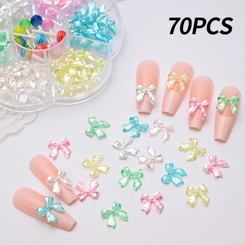 1 caja de abalorios para uñas con lazo de resina 3D/cinta, lazo Kawaii, piruleta, decoraciones artísticas para uñas, manualidades DIY, funda para teléfono, accesorios de manicura * &